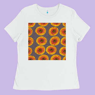 African Fabric Seamless Pattern Ladies Tee Designed By Bundleandbundleshop
