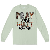 Matcha Pray Trust Wait Repeat Long Sleeve Tee - CowhideDigitalArt