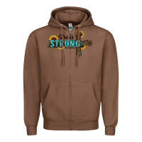 Chestnut She Is Strong Western Cross Zipper Hoodie - RanaPortraitStore