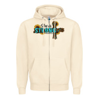 Sandshell She Is Strong Western Cross Zipper Hoodie - RanaPortraitStore