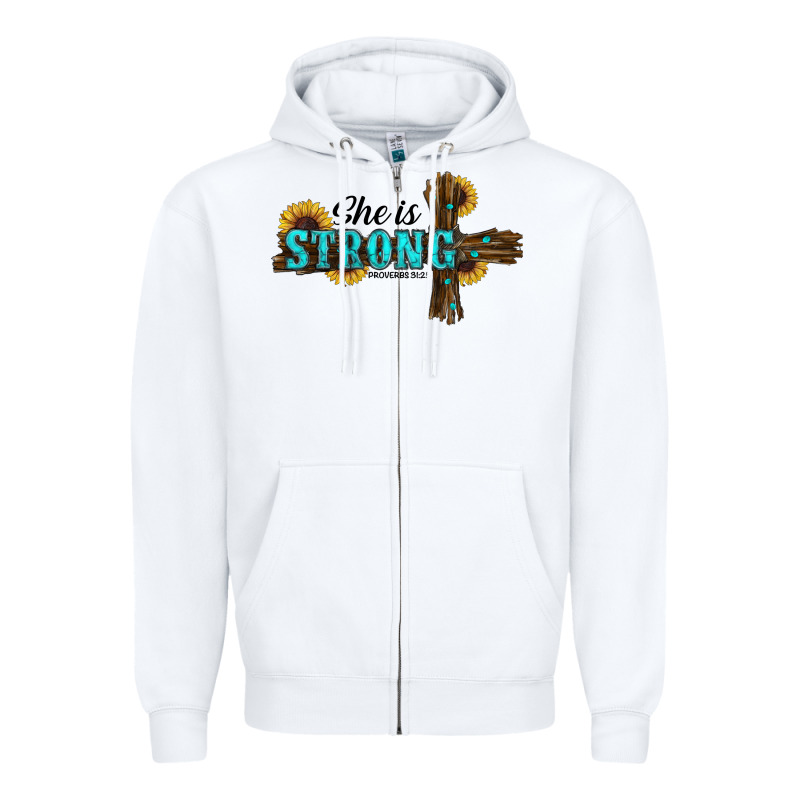 She Is Strong Western Cross Zipper Hoodie by RanaPortraitStore | Teevron