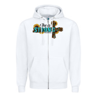 White She Is Strong Western Cross Zipper Hoodie - RanaPortraitStore