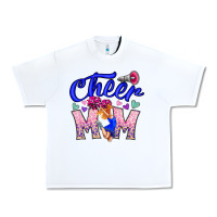 White Cheer Mom Urban Heavy Tee - CowhideDigitalArt