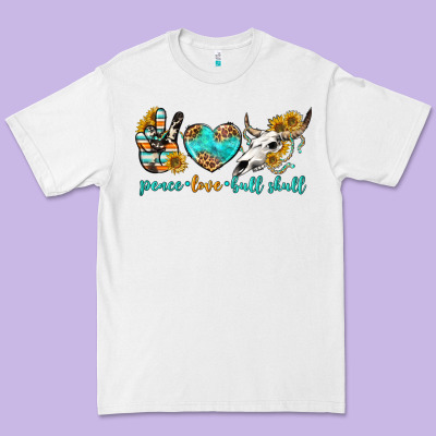 Peace Love Bull Skull Bbs Premium Tee Designed By Bundleandbundleshop