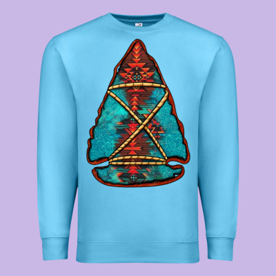 Turquoise Glitter Aztec Arrowhead Premium Sweatshirt Designed By Jasminsmagicworld