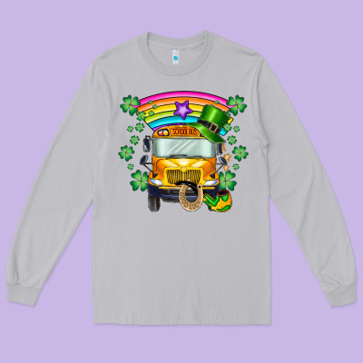 St. Patricks Day School Bus Long Sleeve Tee Designed By Sublimationcraftshop