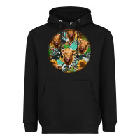 Black Highland Cow Pattern Heavyweight Hoodie - Jasminsmagicworld