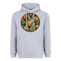 Heather Grey Highland Cow Pattern Heavyweight Hoodie - Jasminsmagicworld