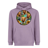 Lavender Highland Cow Pattern Heavyweight Hoodie - Jasminsmagicworld
