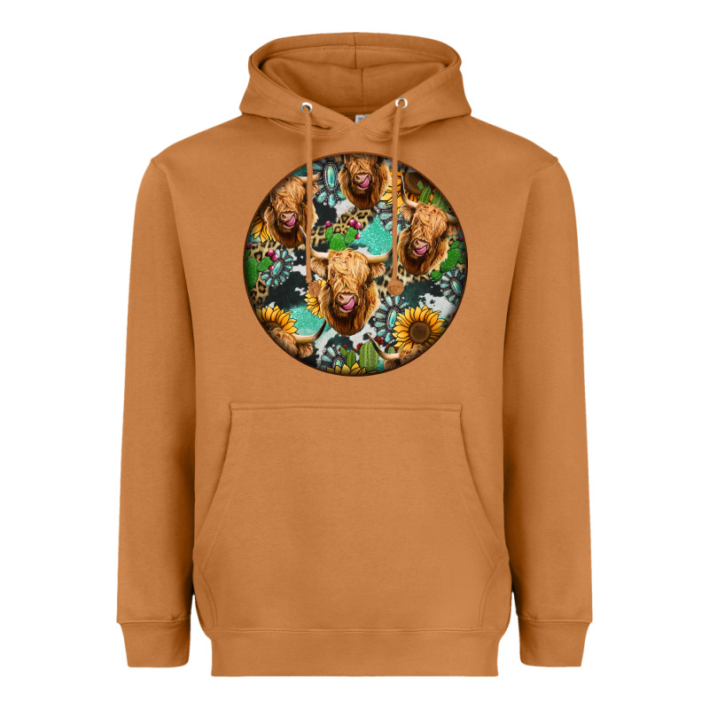 Highland Cow Pattern Heavyweight Hoodie by Jasminsmagicworld | Teevron
