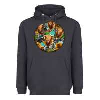 Smoke Highland Cow Pattern Heavyweight Hoodie - Jasminsmagicworld