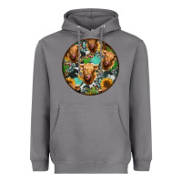 Storm Highland Cow Pattern Heavyweight Hoodie - Jasminsmagicworld