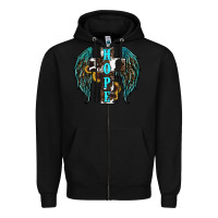 Black Western Wings Cross Hope Zipper Hoodie - RanaPortraitStore