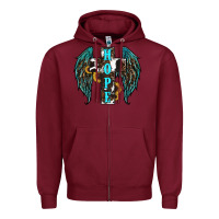 Burgundy Western Wings Cross Hope Zipper Hoodie - RanaPortraitStore
