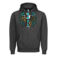 Charcoal Heather Western Wings Cross Hope Zipper Hoodie - RanaPortraitStore