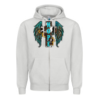 Dove Grey Western Wings Cross Hope Zipper Hoodie - RanaPortraitStore