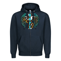 Navy Western Wings Cross Hope Zipper Hoodie - RanaPortraitStore