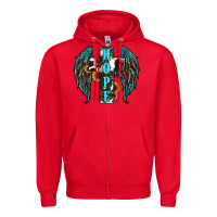 Red Western Wings Cross Hope Zipper Hoodie - RanaPortraitStore
