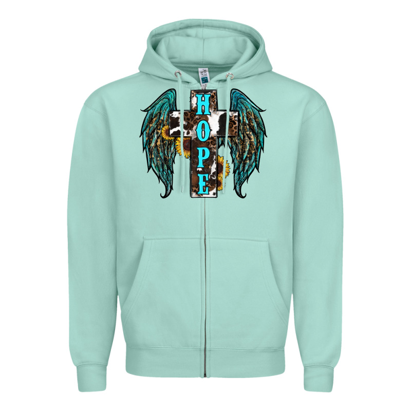 Western Wings Cross Hope Zipper Hoodie by RanaPortraitStore | Teevron