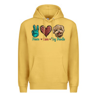 Antique Gold Peace Love Toy Poodle Premium Hoodie - Jasminsmagicworld