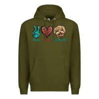 Army Green Peace Love Toy Poodle Premium Hoodie - Jasminsmagicworld