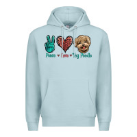 Blue Mist Peace Love Toy Poodle Premium Hoodie - Jasminsmagicworld