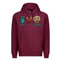 Burgundy Peace Love Toy Poodle Premium Hoodie - Jasminsmagicworld