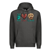 Charcoal Heather Peace Love Toy Poodle Premium Hoodie - Jasminsmagicworld