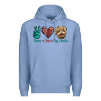 Colony Blue Peace Love Toy Poodle Premium Hoodie - Jasminsmagicworld