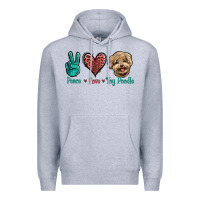 Heather Grey Peace Love Toy Poodle Premium Hoodie - Jasminsmagicworld