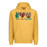 Mustard Peace Love Toy Poodle Premium Hoodie - Jasminsmagicworld