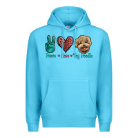 Ocean Blue Peace Love Toy Poodle Premium Hoodie - Jasminsmagicworld