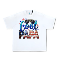 White Cool Papa American Flag 4th of July Urban Heavy Tee - LillyAllenDesigns