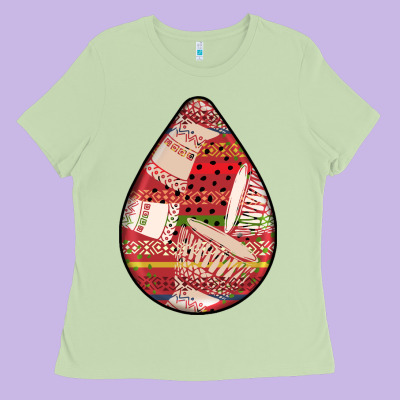 African Fabric Pattern Teardrop Earrings 3 Ladies Tee Designed By Bundleandbundleshop