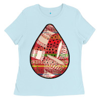 Baby Blue african fabric pattern teardrop earrings 3 Ladies Tee - BundleAndBundleShop