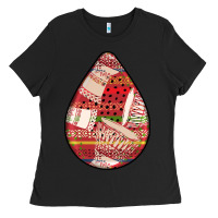Black african fabric pattern teardrop earrings 3 Ladies Tee - BundleAndBundleShop