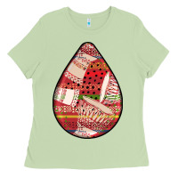 Matcha african fabric pattern teardrop earrings 3 Ladies Tee - BundleAndBundleShop