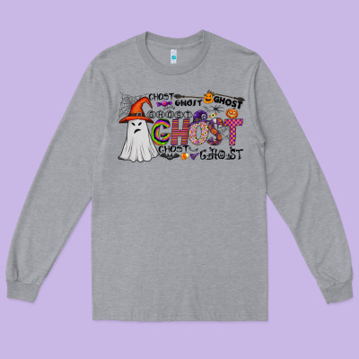 Ghost Long Sleeve Tee Designed By Cowhidedigitalart