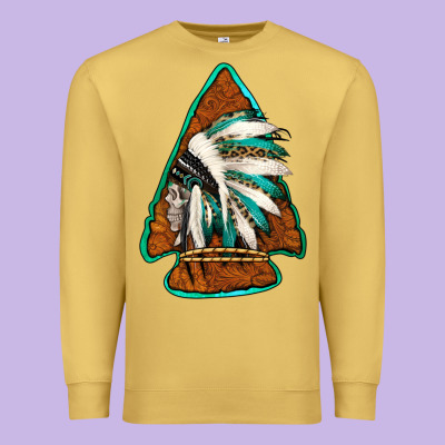 Indian Headdress Arrowhead Premium Sweatshirt Designed By Jasminsmagicworld