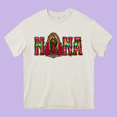 Nana Floral Aztec Leopard Heavy Core Tee Designed By Jasminsmagicworld