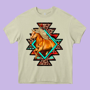 Aztec Symbol White Horse Heavy Core Tee Designed By Fadigitalartstudio