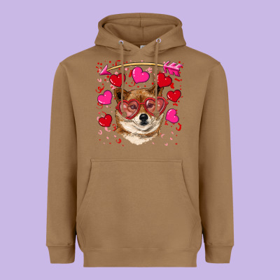 Valentine's Shiba Inu Heavyweight Hoodie Designed By Ranaportraitstore