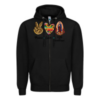 Black Peace Love Lady Of Guadalupe Zipper Hoodie - RanaPortraitStore