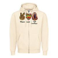 Sandshell Peace Love Lady Of Guadalupe Zipper Hoodie - RanaPortraitStore