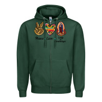 Sports Green Peace Love Lady Of Guadalupe Zipper Hoodie - RanaPortraitStore
