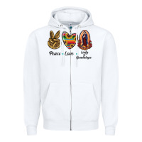 White Peace Love Lady Of Guadalupe Zipper Hoodie - RanaPortraitStore
