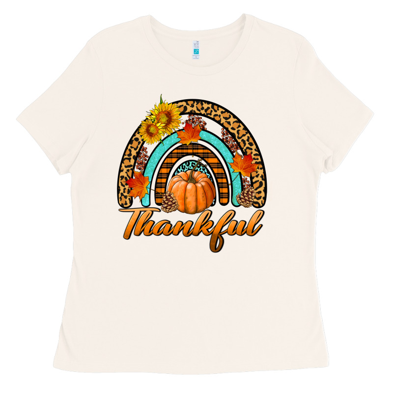 Thankful Pumpkin Rainbow Ladies Tee by BundleAndBundleShop | Teevron