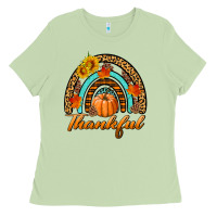 Matcha thankful pumpkin rainbow Ladies Tee - BundleAndBundleShop