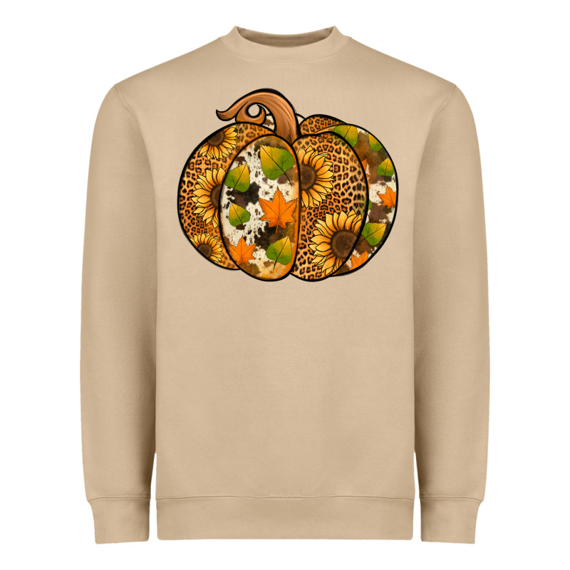 Leopard Cowhide Sunflower Pumpkin Heavyweight Sweatshirt by Jasminsmagicworld | Teevron