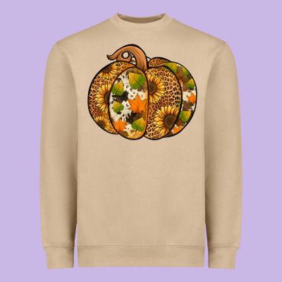 Leopard Cowhide Sunflower Pumpkin Heavyweight Sweatshirt Designed By Jasminsmagicworld